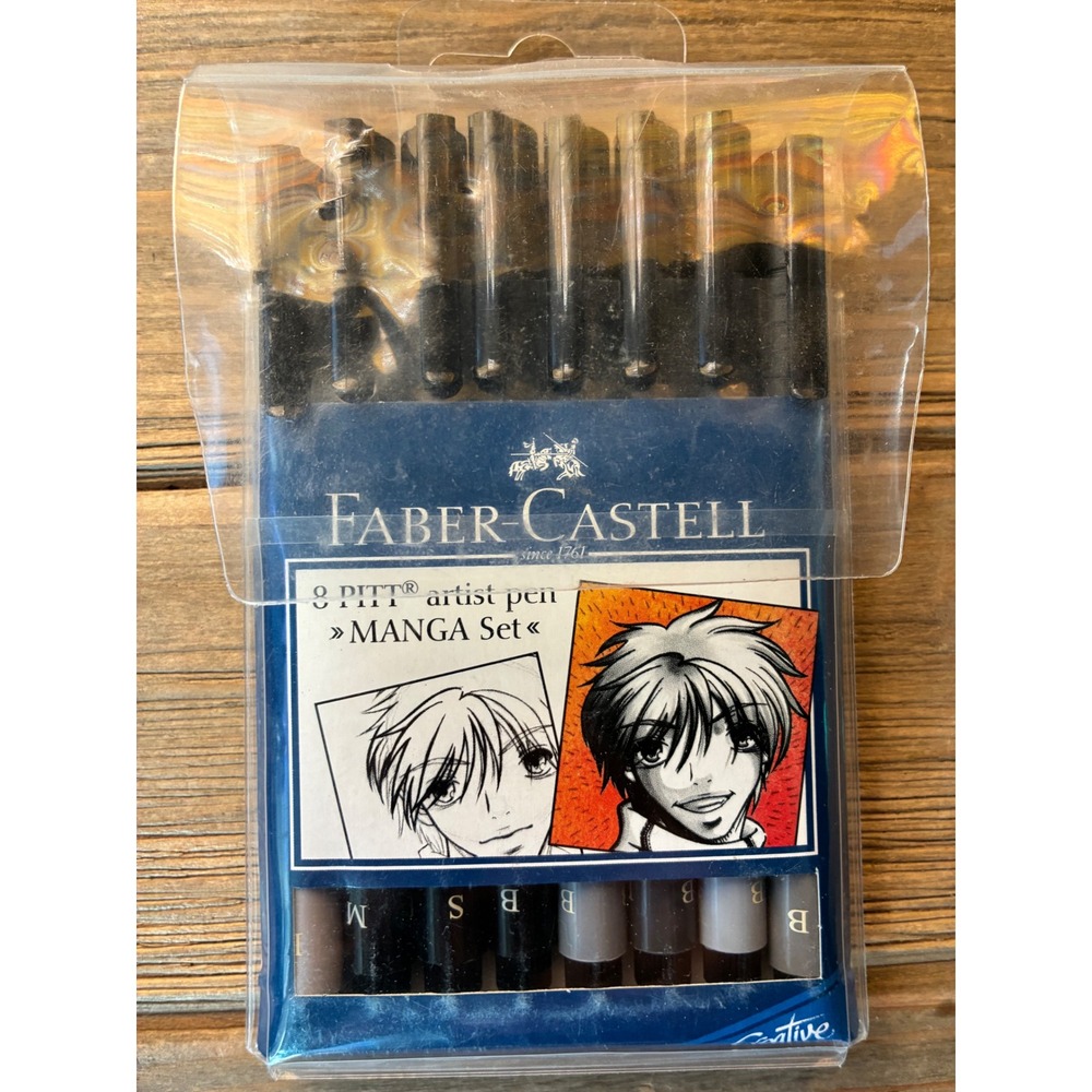 Faber-Castell 8 PITT Artist Pen Manga Set Black Grey India Ink 167107